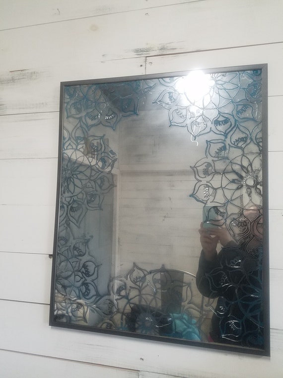 Antiqued Mirror Color Washed Distressed Metal Framed Vintage