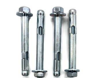 4 pack Sleeve Anchors Zinc Plated Steel Hex Head 5/16" x 2-1/2" with nuts & washers