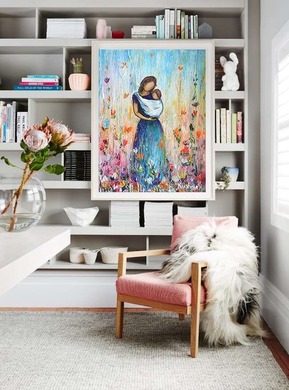 Custom oil painting mother with baby, mother and child art