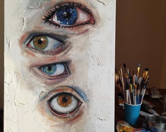 Pittura a olio realistica per gli occhi