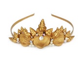 Gold Seashell Swarovski Crystal Tiara