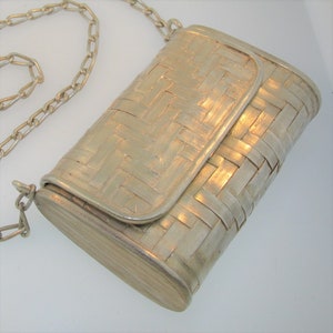Vintage Sterling Silber Korb weben Hard Shell Clutch Schultertasche Geldbörse Brieftasche