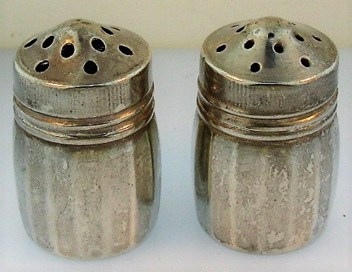 Antique Mini Sterling Silver Salt and Pepper Shakers | Etsy Antique Miniature Salt And Pepper Shakers