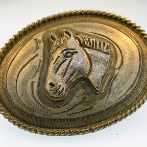 Vintage jaren 1940 Hand gegraveerd Silver Horse Belt Buckle