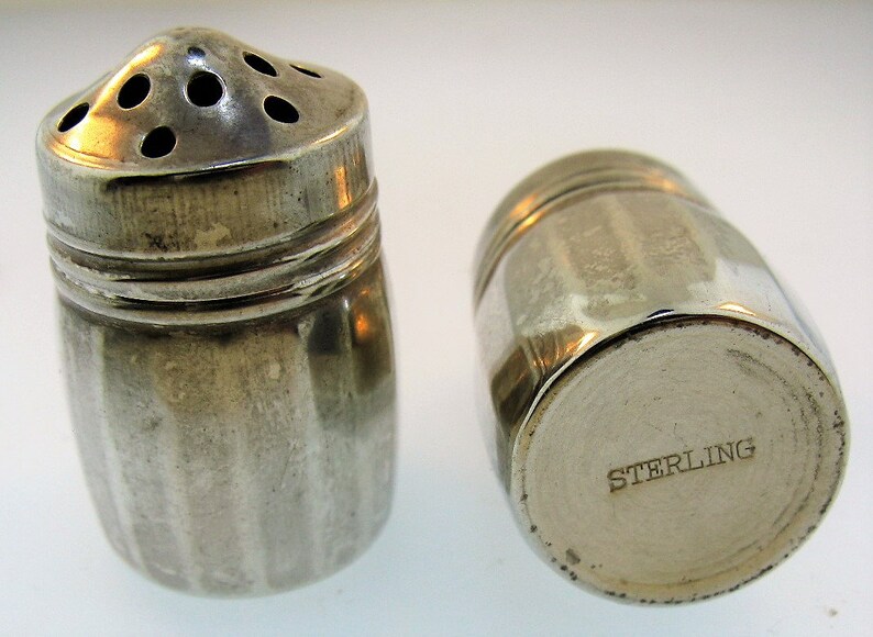 Antique Mini Sterling Silver Salt and Pepper Shakers Etsy