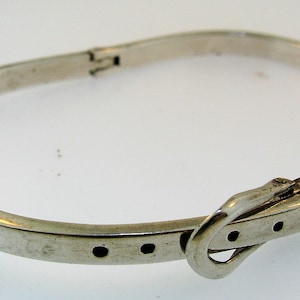 Vintage Sterling Silver Adjustable Buckle Bracelet Bangle