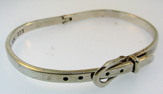 Vintage GUCCI 1970's Wide Green Brown Stripped Enamel Buckle Bracelet