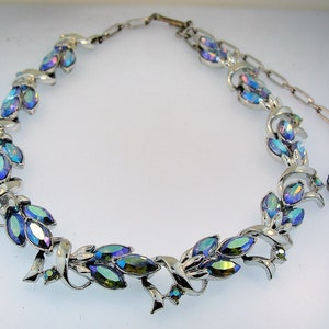 Vintage Signed Coro Blue Crystal Two Piece Matched Costume Jewelry Set of Necklace and Bracelet