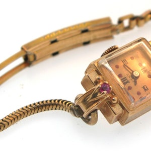 Antique Kent 14K Ruby Rose Gold Mechanical Watch
