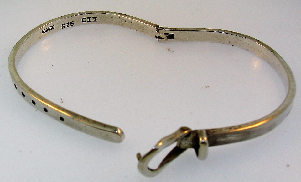 Vintage Sterling Silver Adjustable Buckle Bracelet Bangle - Etsy