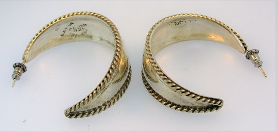 Vintage Sterling Silver Round Stud Hoop Earrings - image 9