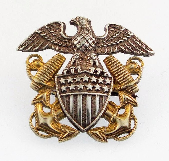 Vintage 1/20 10k Sterling Navy Eagle Shield Crossed Anchor Pin