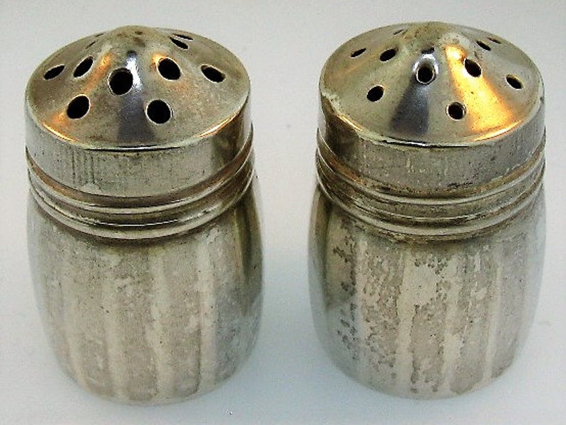 Antique Mini Sterling Silver Salt and Pepper Shakers | Etsy Antique Miniature Salt And Pepper Shakers