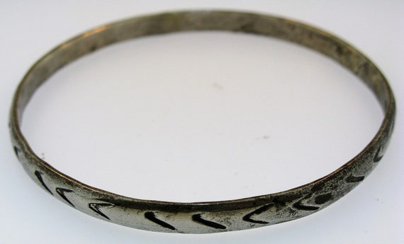 Vintage Sterling Silver Handmade Mexican Bangle - image 2