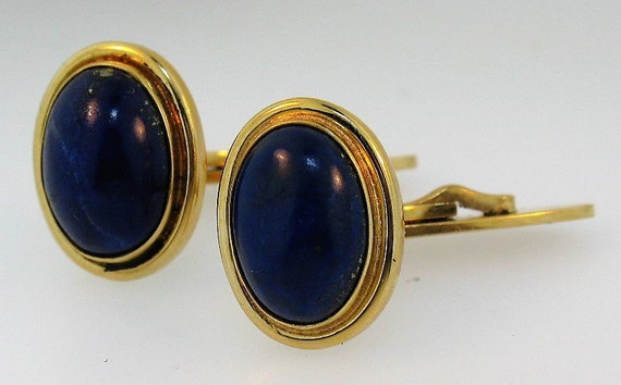 Vintage Georg Jensen 18K Yellow Gold Lapis Lazuli… - image 1
