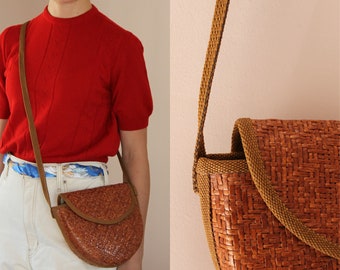 Vintage Cross Body Straw Bag, Vintage Straw Bag, Vintage Straw Handbag