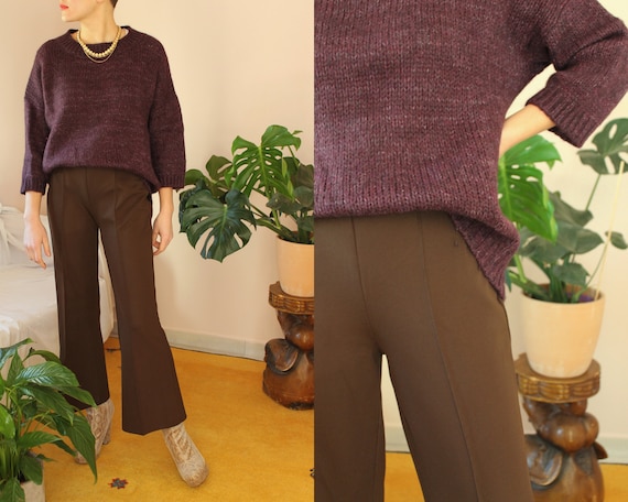 Vintage 70s High Waisted Flares in Dark Brown, W31