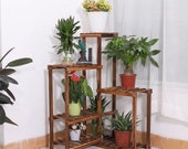 6 Tier Corner Wooden Plant Stand Ladder Flower Pot Display Rack Shelf Gift Organization For Planters