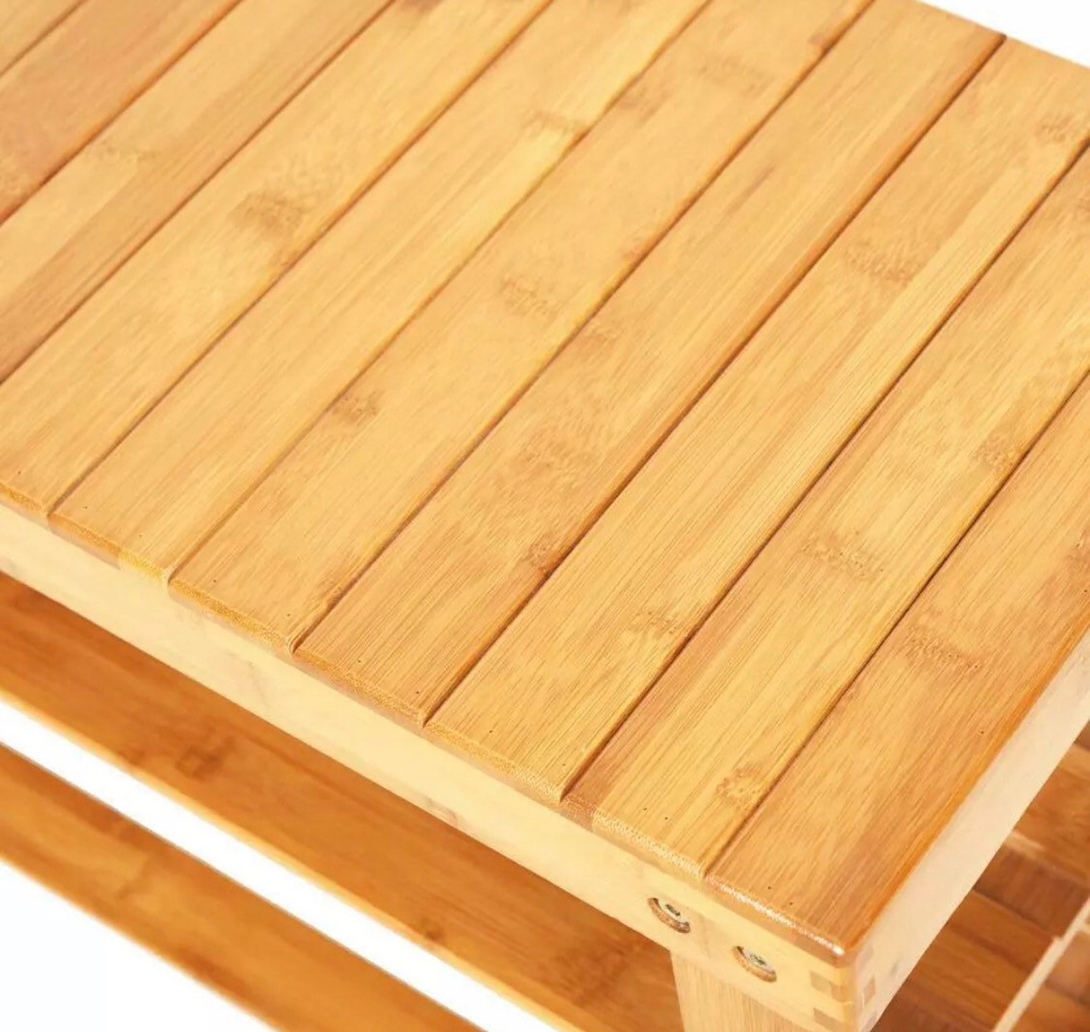 2 Tier Wood Bamboo Shelf Entryway Storage Shoe Rack Home Etsy