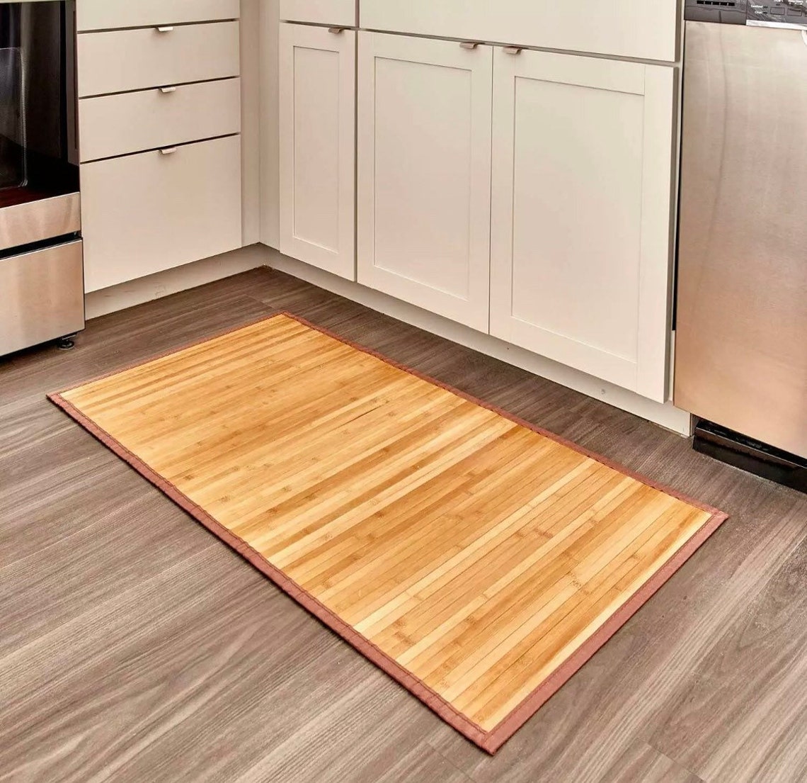 Non-Skid impermeable natural bambú piso mat Runner Rug para | Etsy