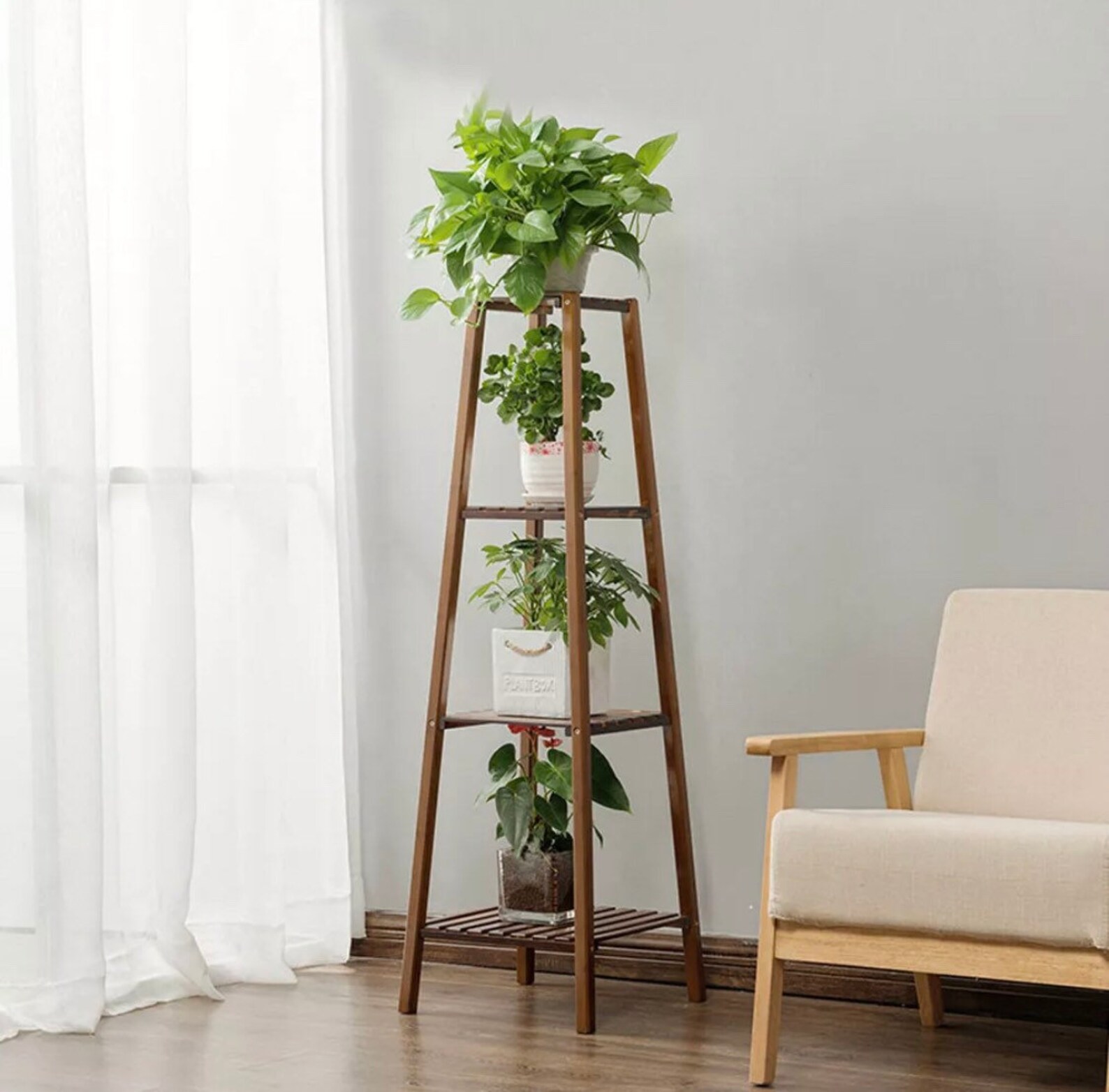 Multi Tier Bamboo Plant Stand Flower Pot Holder Shelf Rack Etsy