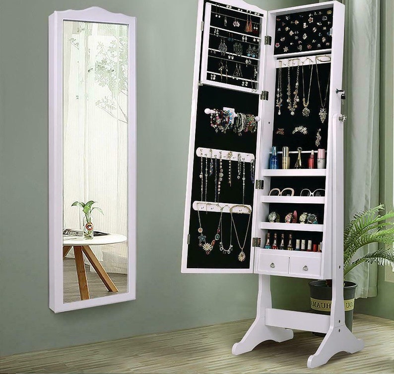 Lockable Jewelry Cabinet With Full Length Mirror Standing Armoire White Boxes Valresa Com Lockable Jewelry Cabinet With Full, Lockable Jewelry Armoire