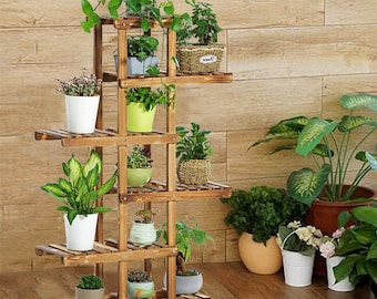 Large Multilayered 6 Tiers Wooden Indoor Plant Rack Stand Flower Pot Shelf Storage European Décor Style |   | ON SALE