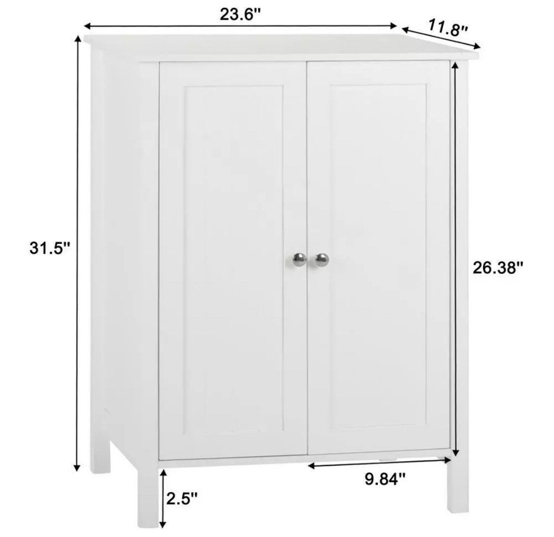 White Double Door Bathroom Floor Cabinet Storage Cupboard With | Etsy