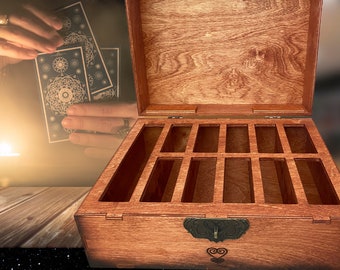 The Toracle 2.0 MASTER Box (11 slots)- Customizable and Portable Tarot and Oracle Deck Organizer / Custom engraving, stain and slot options