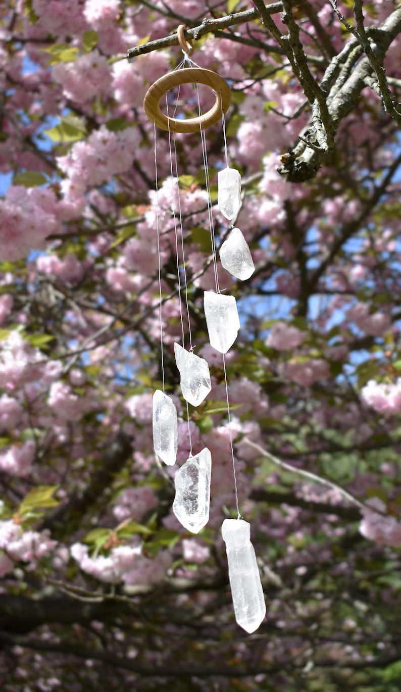 7 Piece Quartz Crystal Points Gemstone Mobile Wind Chime Etsy