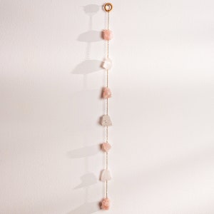 Rough Rose Quartz with Quartz Suncatcher Wall Hanging