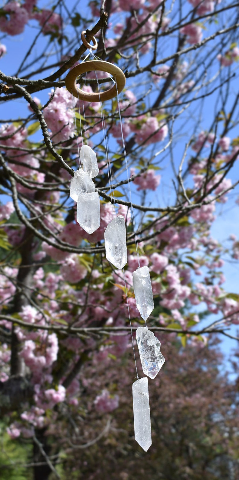 7 Piece Quartz Crystal Points Gemstone Mobile Wind Chime Etsy