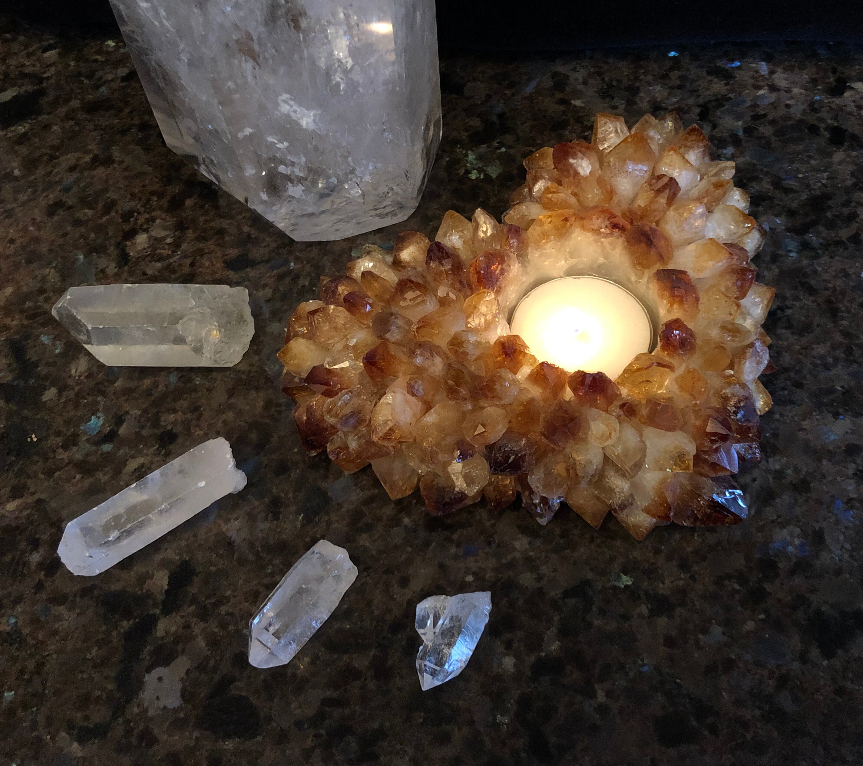 Citrine Points Heart Shaped Crystal Votive Candle Holder Etsy UK