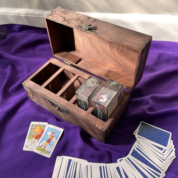 Custom Tarot Deck Box: The Toracle Box 2.0 - Portable and Customizable Tarot and Oracle Deck Organizer / Holder Custom engraving & stain