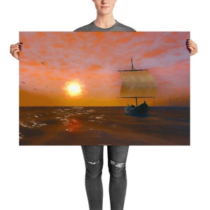 Wolf on the Water - 36x24 Art Print