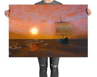 Wolf on the Water - 36x24 Art Print