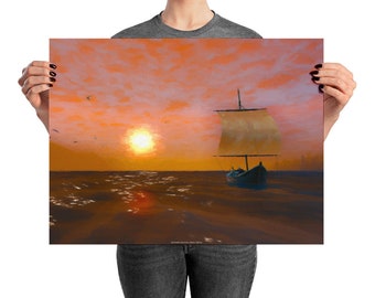 Wolf on the Water - 24x18 Art Print
