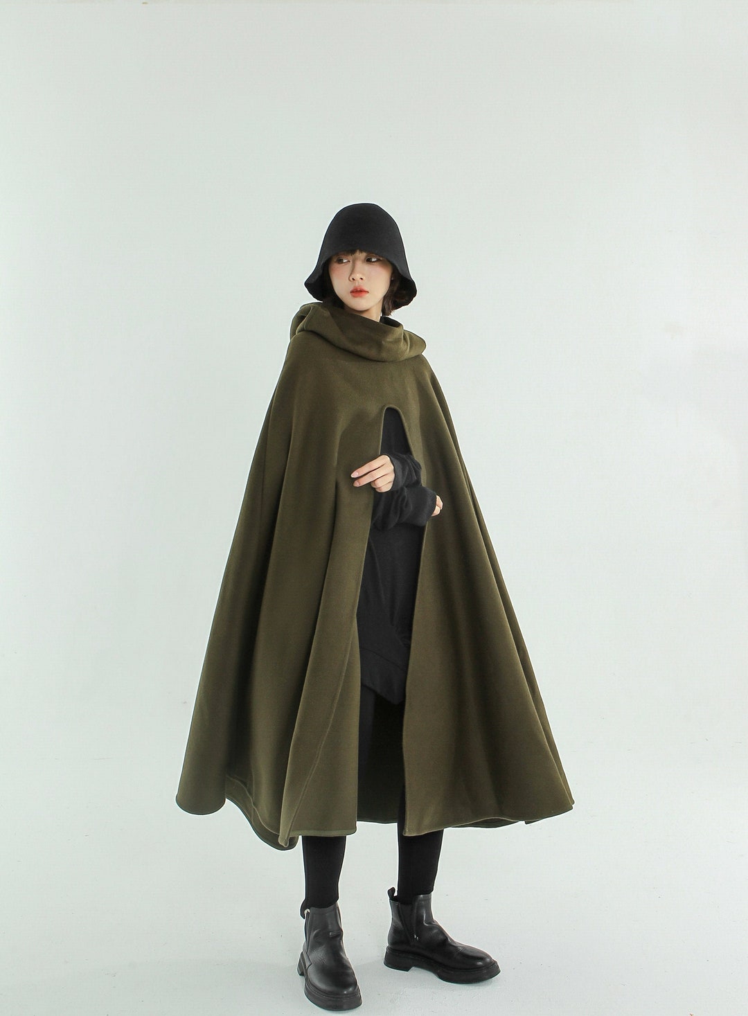 Women Hooded Wool Cloakwomen Fall Winter Capeautumn Winter - Etsy