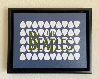 Original Handcrafted The Beatles Guitar Pick Oil Painting