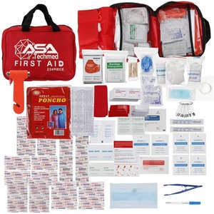 Trousse de premiers soins compacte, légère pour les situations d'urgence à la maison, sur le lieu de travail, à l'extérieur, en voiture, au camping, aux sports, à la randonnée et à la survie, 234 pièces