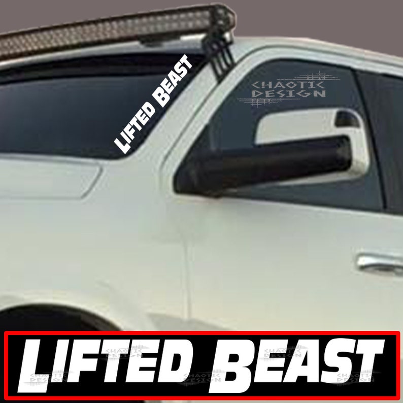 white die cut lifted beast car auto truck etsy etsy