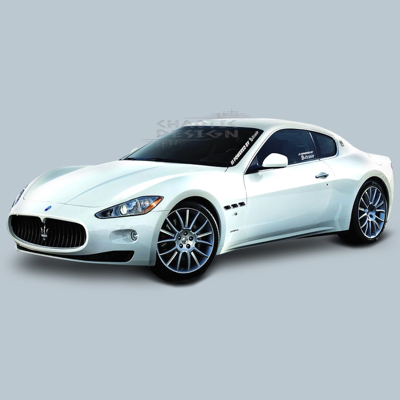 3Three White Die Cut Powered By Bitcoin CarAutoTruck BumperWindshield FrontBackSide Window StickerDecal