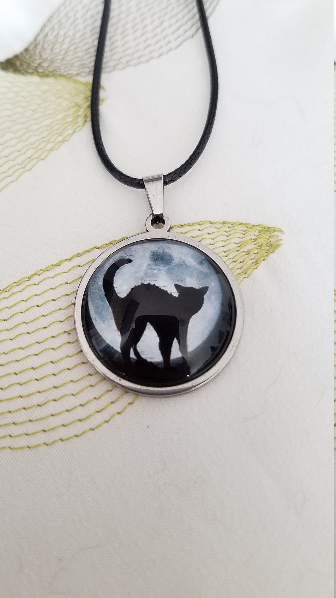 Black Cat Necklace - Etsy