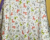 28x28 quot Llamas Purple Dots flannel self binding blanket, toddler blanket, Ready to Ship