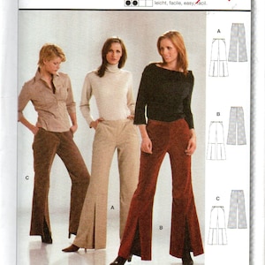 May include: Burda sewing pattern 8412 for pants with a split at the bottom. The pattern includes instructions for three different styles of pants: a wide-leg style with a split at the bottom, a wide-leg style with a split at the bottom, and a straight-leg style with a split at the bottom. The pattern is for sizes 8-18.