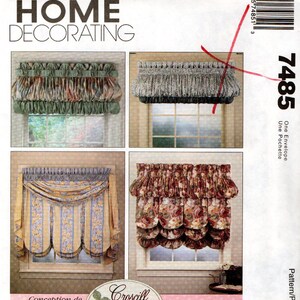 May include: A sewing pattern for window treatments, featuring four different styles of valances. The pattern is from McCall's Home Decorating and is designed by Croscill Home Fashions.