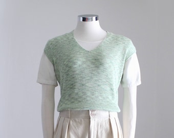 Vintage Sweater Vest, Womens Pastel Vest, V Neck Vest, Pastel Sweater Vest, Light Green Vest, Tennis Sweater, Mint Vest, XS Small Medium