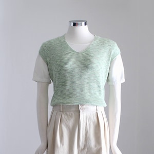 Vintage Sweater Vest, Womens Pastel Vest, V Neck Vest, Pastel Sweater Vest, Light Green Vest, Tennis Sweater, Mint Vest, XS Small Medium