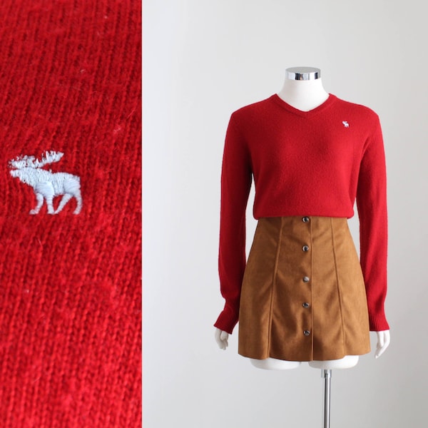 Vintage Abercrombie and Fitch Sweater w/ Moose Logo, 00s Sweater, 90s Abercrombie & Fitch Polo Sweater, Y2K Top, Womens XS S M, Mens XS S