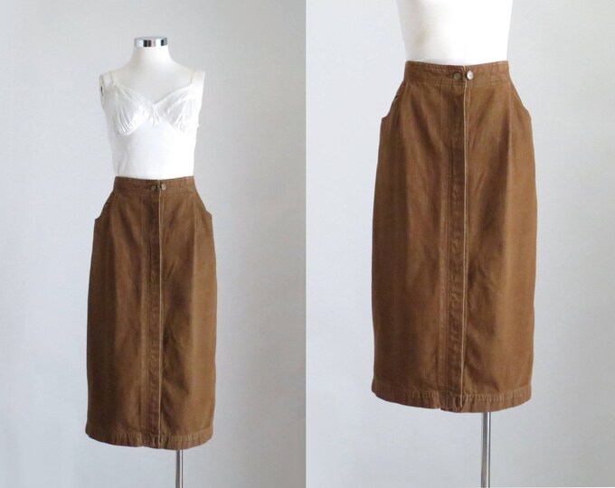 Brown Denim Skirt Womens Cottagecore Clothing Cottage Core Etsy